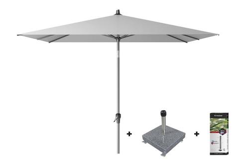 Platinum Riva stokparasol 2.5x2.5 - Light Grey met voet en, Tuin en Terras, Tuinsets en Loungesets, Nieuw, Overige materialen