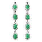 Zonder minimumprijs - Oorbellen Zilver, Verguld Smaragd -, Nieuw