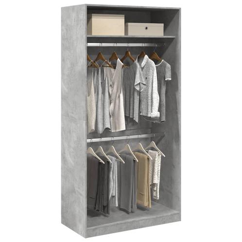 vidaXL Kledingkast 100x50x200 cm bewerkt hout betongrijs, Huis en Inrichting, Kasten | Kledingkasten, Nieuw, Verzenden