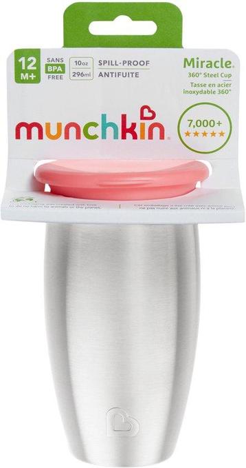 Munchkin Stainless Steel Miracle 360° Sippy Cup Pink beschikbaar voor biedingen