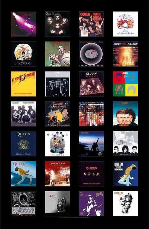 Queen - Albums - Textielposter officiële merchandise, Verzamelen, Muziek, Artiesten en Beroemdheden, Poster, Artwork of Schilderij