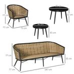 TRUUSK Polyrattan Tuinmeubelset 5-delige Rattansofa-set Met, Verzenden, Nieuw