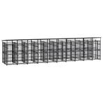 vidaXL Hondenkennel met dak 18,43 m² staal, Verzenden, Nieuw