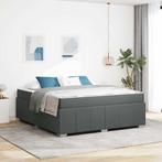 vidaXL Bedframe met matras Donkergrijs 180 x 200 cm Stof, Huis en Inrichting, Slaapkamer | Bedden, Verzenden, Nieuw, Grijs, Stof