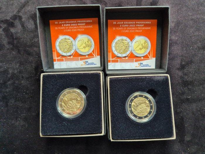 Nederland. 2 Euro 2022 Erasmus (2 stuks) Proof (Zonder, Postzegels en Munten, Munten | Europa | Euromunten