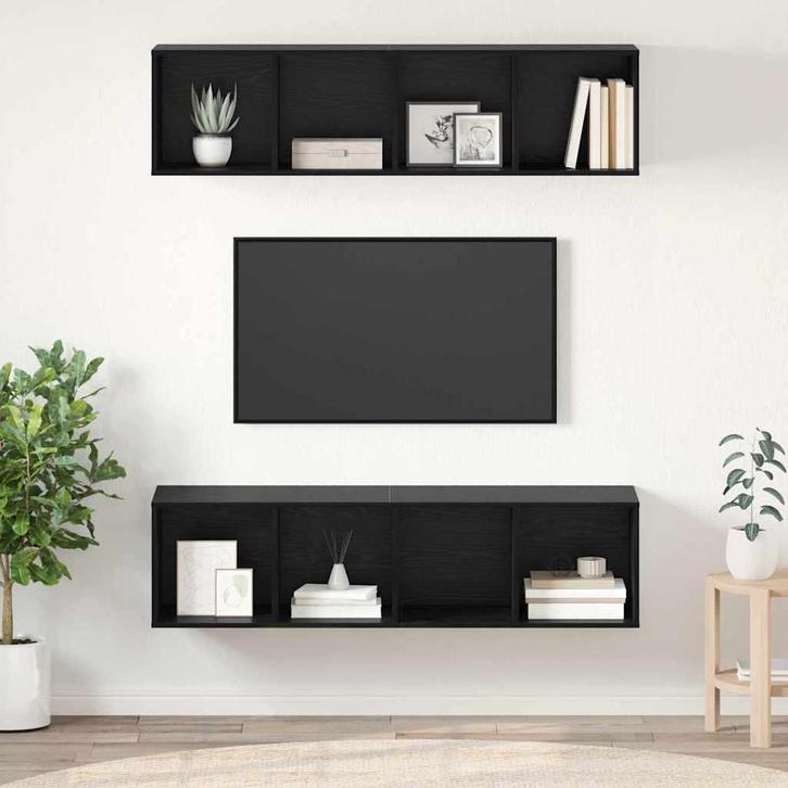 vidaXL Tv-meubelset 2 pcs Zwart eiken 37 x 37 x 142.5 cm, Huis en Inrichting, Kasten | Televisiemeubels, Nieuw, Minder dan 50 cm