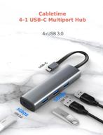 Cabletime – USB C hub 4 in 1 – 4x USB 3.0 – 5Gpbs, Computers en Software, Dockingstations, Laptop, Nieuw, Ophalen of Verzenden