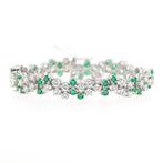 Exclusieve witgouden armband met smaragd en diamant 7,40..., Sieraden, Tassen en Uiterlijk, Armbanden, Gebruikt, Overige kleuren