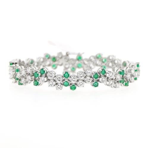 Exclusieve witgouden armband met smaragd en diamant 7,40..., Sieraden, Tassen en Uiterlijk, Armbanden, Overige kleuren, Gebruikt