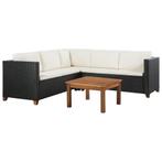 vidaXL 4-delige Loungeset met kussens poly rattan zwart, Tuin en Terras, Tuinsets en Loungesets, 4 zitplaatsen, Nieuw, Loungeset