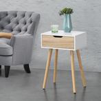 Bijzettafel nachtkastje met lade 60x40x29,5 cm wit eikenkleu