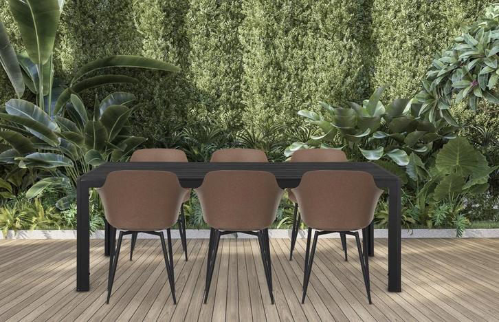 Zwarte tuintafel | Aluminium | 205 x 90cm, Tuin en Terras, Tuintafels, Nieuw, Kunststof, Rechthoekig, Verzenden