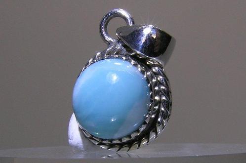 Larimar Hanger - Hoogte: 24 mm - Breedte: 14 mm- 3 g - (1), Verzamelen, Mineralen en Fossielen