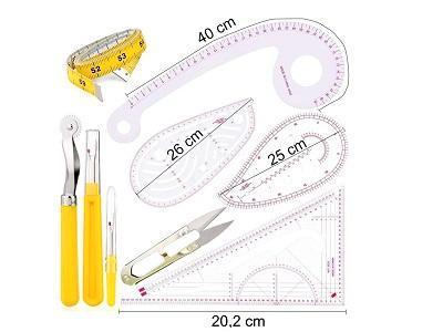 Coupeuse linialen set, 4 linialen + 5 extra tools, Hobby en Vrije tijd, Knutselen, Gereedschap of Toebehoren, Nieuw