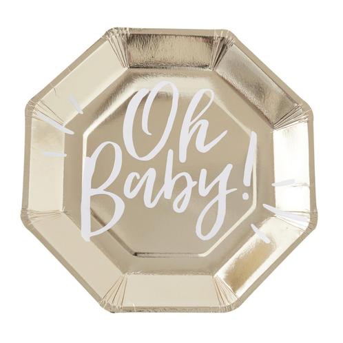 Borden Oh Baby 25cm 8st, Hobby en Vrije tijd, Feestartikelen, Nieuw, Verzenden