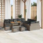 vidaXL 14-delige Tuinbankenset met kussens poly rattan, Verzenden, Nieuw, Rotan