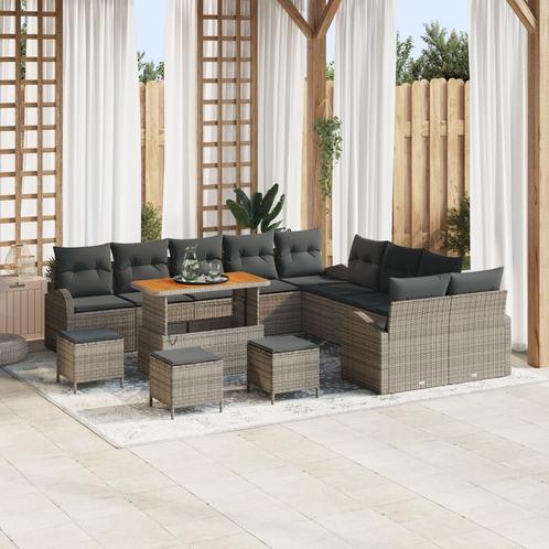 vidaXL 14-delige Tuinbankenset met kussens poly rattan, Tuin en Terras, Tuinsets en Loungesets, Nieuw, Rotan, Verzenden