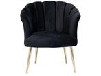 Veiling - Bella Home - Schelpfauteuil velvet zwart - gouden, Huis en Inrichting, Nieuw