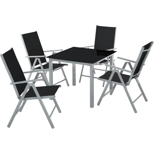 Aluminium zitgroep 4+1 - zilver, Tuin en Terras, Tuinsets en Loungesets, Verzenden