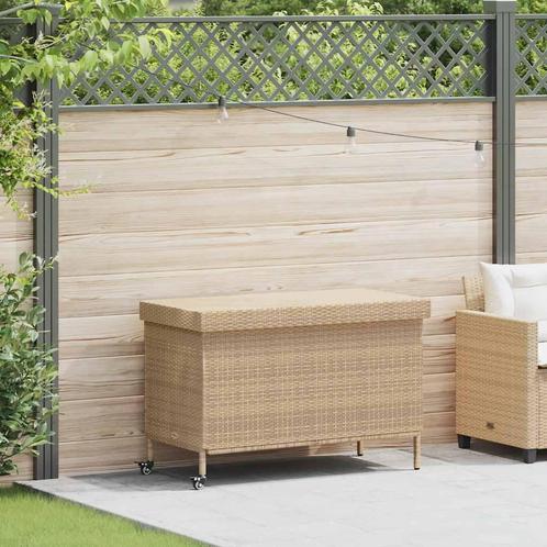 vidaXL Tuinbox met wielen 110x55x73 cm poly rattan gemengd, Tuin en Terras, Overige Tuin en Terras, Nieuw, Verzenden
