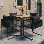 vidaXL 5-delige Tuinset PVC-rattan zwart en bruin, 4 zitplaatsen, Kunststof, Verzenden, Nieuw