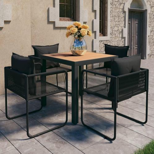 vidaXL 5-delige Tuinset PVC-rattan zwart en bruin, Tuin en Terras, Tuinsets en Loungesets, Tuinset, Nieuw, 4 zitplaatsen, Kunststof