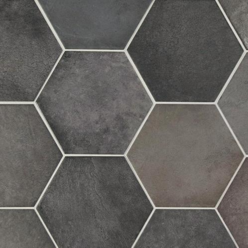 Vloertegel / wandtegel hexagon random carbon zwart 17,5x20cm, Doe-het-zelf en Verbouw, Tegels, Vloertegels, Nieuw, 10 m² of meer
