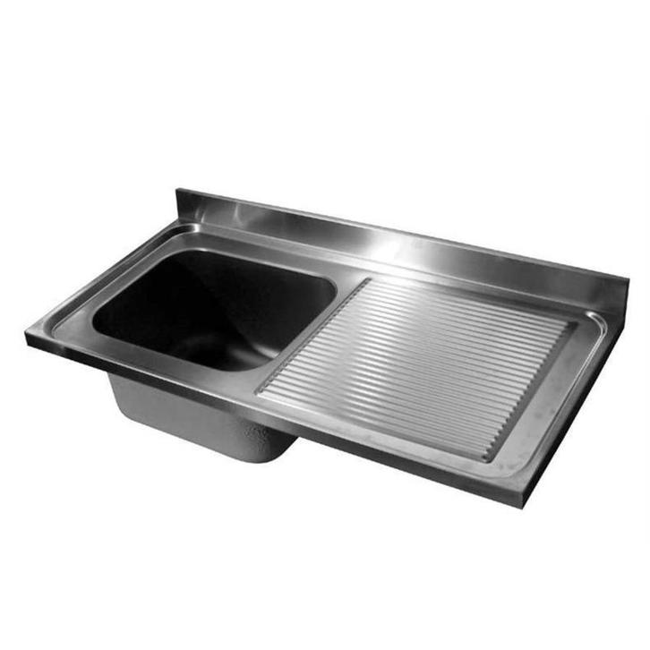Spoeltafelblad RVS | Spoelbak Links | 120 x 60 x (h)4 cm, Zakelijke goederen, Horeca | Meubilair en Inrichting, Verzenden