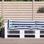 vidaXL Palletkussens 3 st gestreept oxford stof wit en blauw, Huis en Inrichting, Woonaccessoires | Kussens, Verzenden, Nieuw