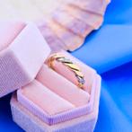 18 Krt. Tricolor gouden ring met diamant | 0,02 ct., Sieraden, Tassen en Uiterlijk, Ringen, Gebruikt, Overige kleuren, Ophalen of Verzenden