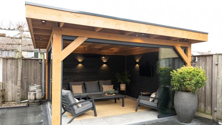 Overkapping met glazen schuifwanden 400x380cm type Ruud, Tuin en Terras, Overkappingen, Ophalen of Verzenden