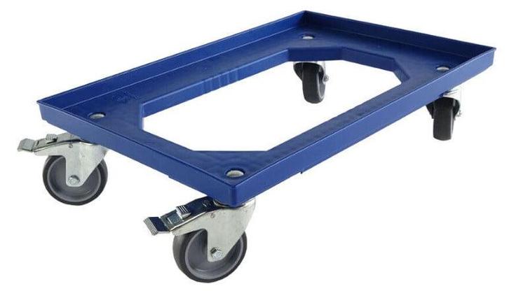 Dolly 60x40x15 Blauw met 2 zwenkwielen en 2  wielen met rem,, Zakelijke goederen, Kantoor en Winkelinrichting | Magazijn, Stelling en Opslag