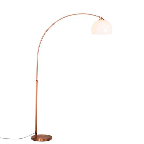 Moderne booglamp koper met witte kap - Arc Basic, Huis en Inrichting, Lampen | Vloerlampen