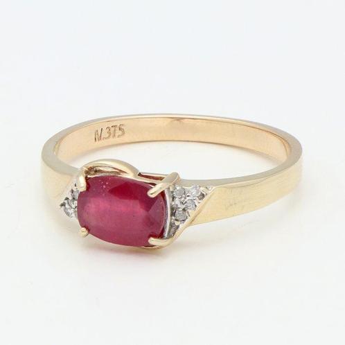Zonder Minimumprijs - Ring - 9 kt. Geel goud Robijn -, Sieraden, Tassen en Uiterlijk, Ringen