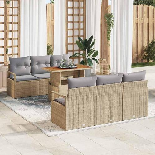 vidaXL Tuin Sofa Set 7 pcs beige en lichtgrijs 100 x 55 x 73, Tuin en Terras, Tuinsets en Loungesets, Nieuw, Rotan, Verzenden