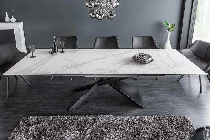 Uitschuifbare eettafel EUPHORIA 180-220-260cm marmer wit, Huis en Inrichting, Tafels | Eettafels, Ophalen of Verzenden