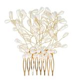 Haarspeld Sierkam Bloem Fantasie Parel Kralen Wit Goud, Sieraden, Tassen en Uiterlijk, Nieuw