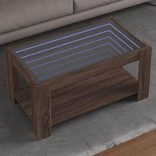 vidaXL Salontafel met LED 93x53x45 cm bewerkt hout bruin, Huis en Inrichting, Tafels | Salontafels, 50 tot 100 cm, Nieuw, Overige houtsoorten