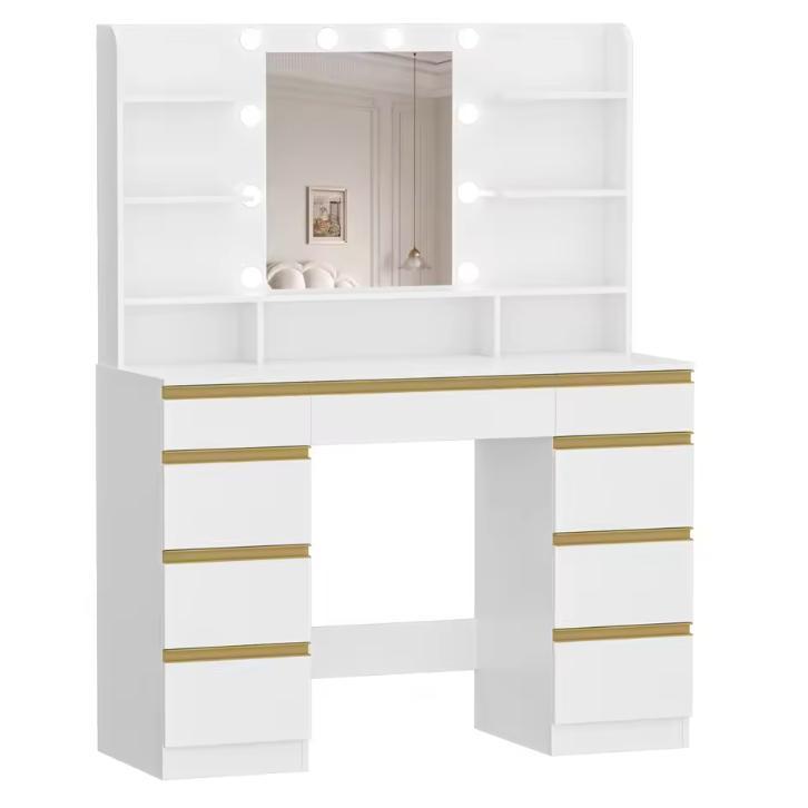 Make-uptafel met HD spiegel, LED verlichting en lades, groot, Huis en Inrichting, Tafels | Kaptafels, Nieuw, Verzenden