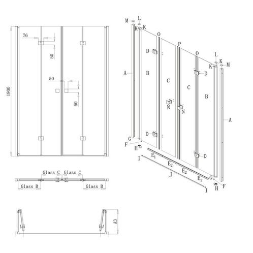 Nisdeur Lacus Albarella Saloon Inklap Deur 170x190 Cm Chroom, Doe-het-zelf en Verbouw, Sanitair, Ophalen of Verzenden