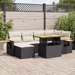 vidaXL 7-delige Loungeset met kussens poly rattan acacia, Verzenden, Nieuw, Loungeset