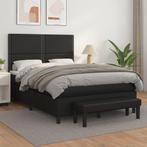 vidaXL Boxspring met matras kunstleer zwart 140x200 cm, Overige materialen, Verzenden, Zwart, 140 cm