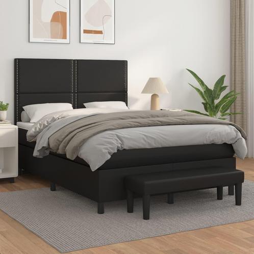 vidaXL Boxspring met matras kunstleer zwart 140x200 cm, Huis en Inrichting, Slaapkamer | Bedden, 140 cm, 200 cm, Zwart, Tweepersoons