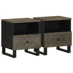 vidaXL Nachtkastjes 2 st 40x33x46 cm massief mangohout zwart, Verzenden, Nieuw, Hout