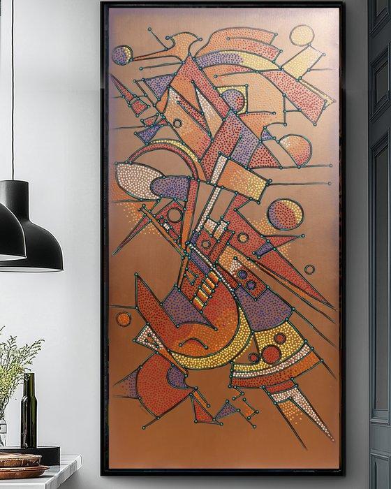 Ksavera - Bronze Abstract A1389 - painting on XXL canvas, Antiek en Kunst, Kunst | Schilderijen | Modern