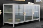 Modern dressoir AMSTERDAM 105cm grijs goud geribbelde glazen, Huis en Inrichting, Ophalen of Verzenden, Nieuw