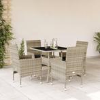 vidaXL 5-delige Tuinset met kussens poly rattan en glas, Tuin en Terras, Tuinsets en Loungesets, 4 zitplaatsen, Nieuw, Tuinset