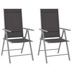 vidaXL Tuinstoelen 2 st inklapbaar textileen zwart, Verzenden, Nieuw, Aluminium