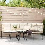 vidaXL Loungeset met kussens staal en textileen zwart, Verzenden, Nieuw, Rvs, Loungeset