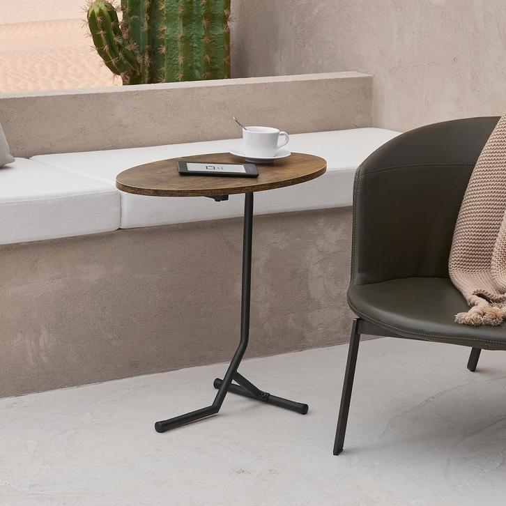 [en.casa] Bijzettafel Karlebo 55x60x30 cm houtkleurig en zwa, Huis en Inrichting, Tafels | Bijzettafels, Verzenden